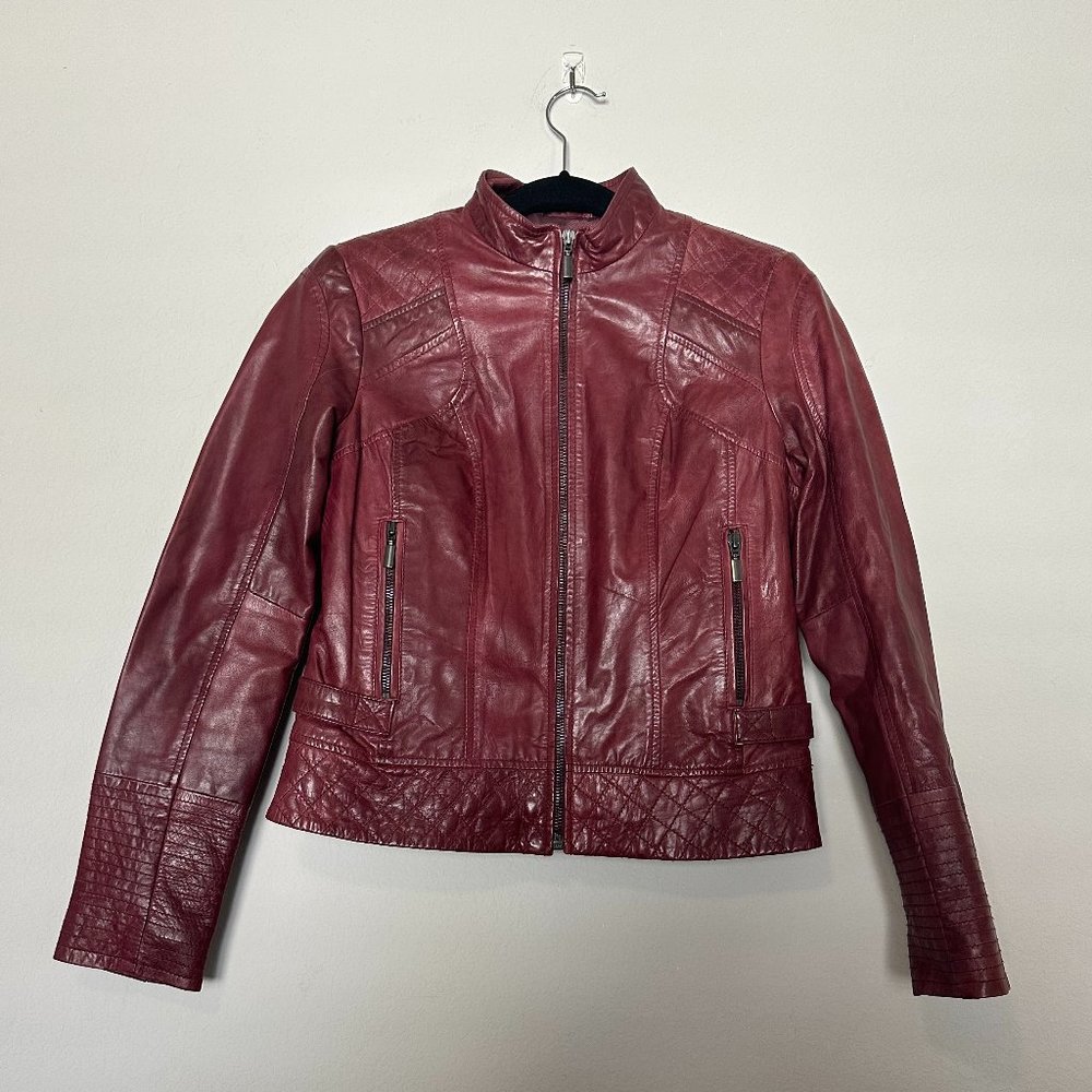 Johnston & Murphy Deep Red Leather Jacket